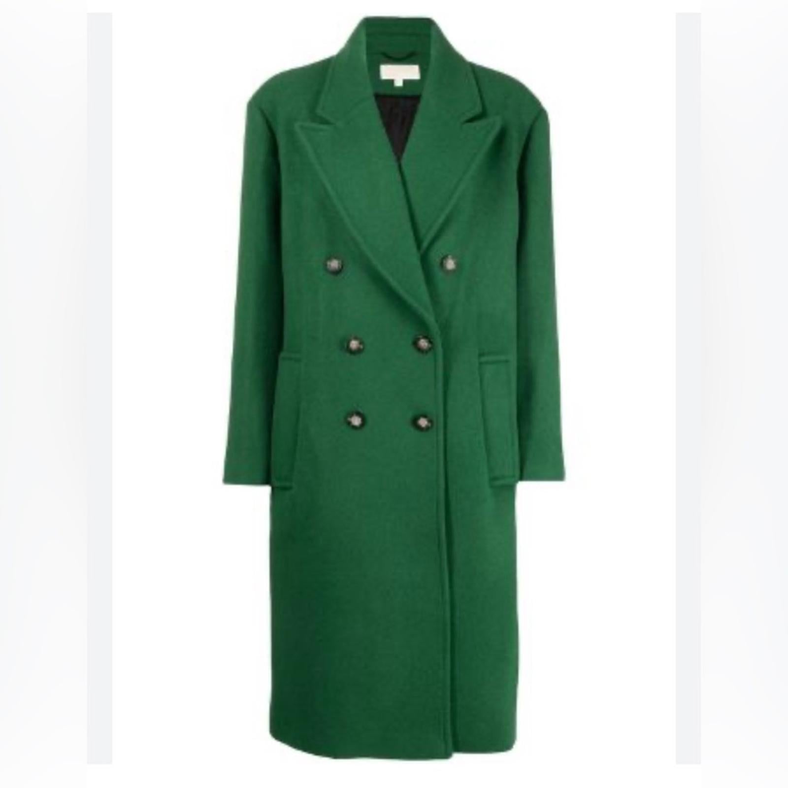 Michael Kors Mensy Double-Breasted Wool Blend Coat in Green, Size XL NEW