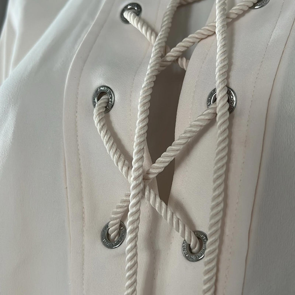 Lauren Ralph Lauren Lace-Up Double-Faced Tunic in Winter Cream, Size S New w/Tag