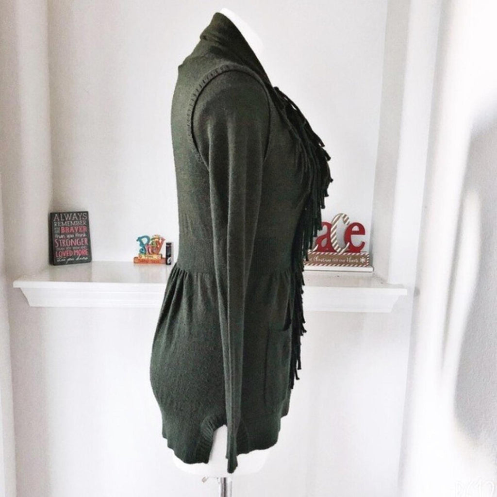 Rebecca Taylor Peplum Wool Fringe Cardigan, Size M, Retail $325
