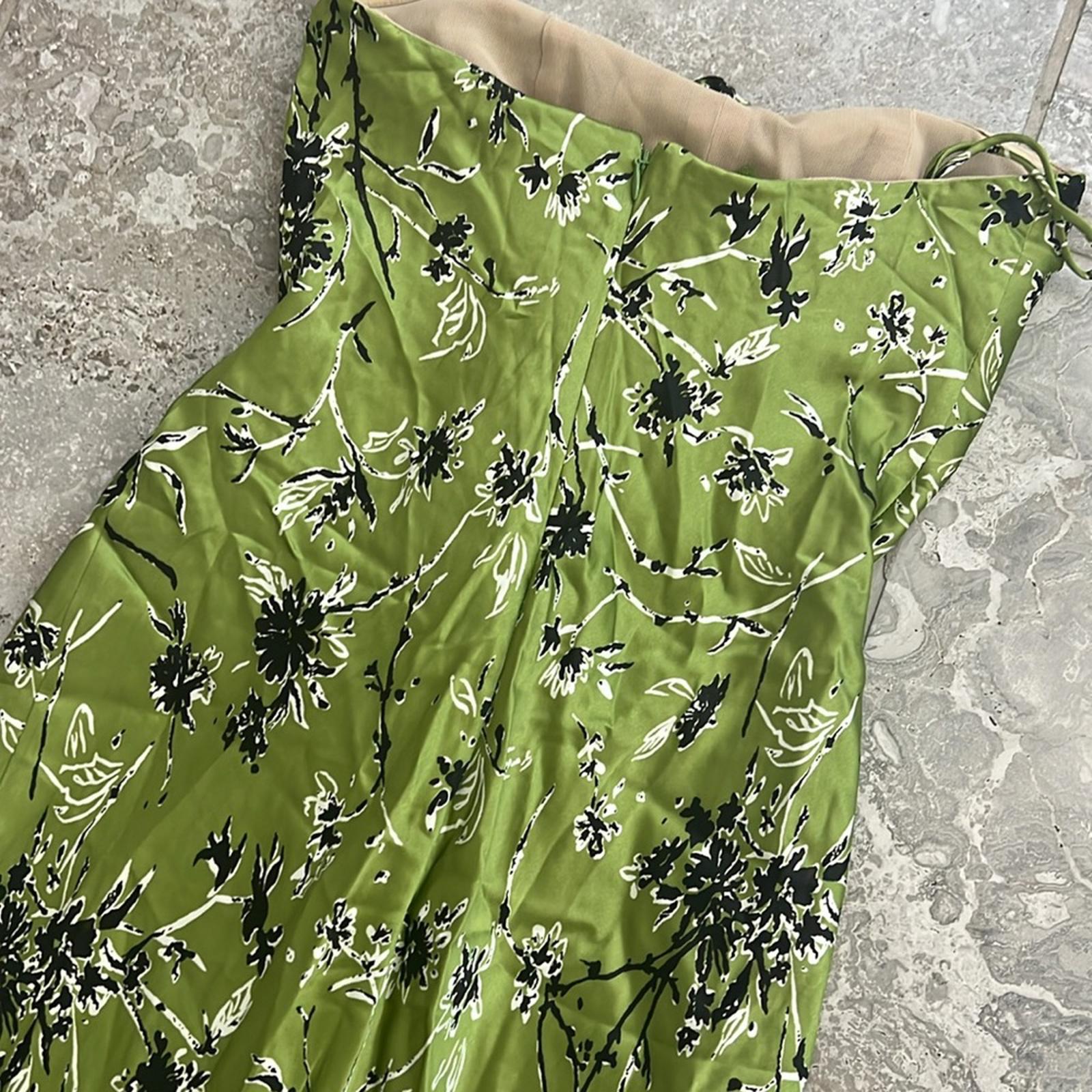 Cinq à Sept Elise Silk Strapless Wildflower Ruffle Tassel Dress, NWT, Size 0