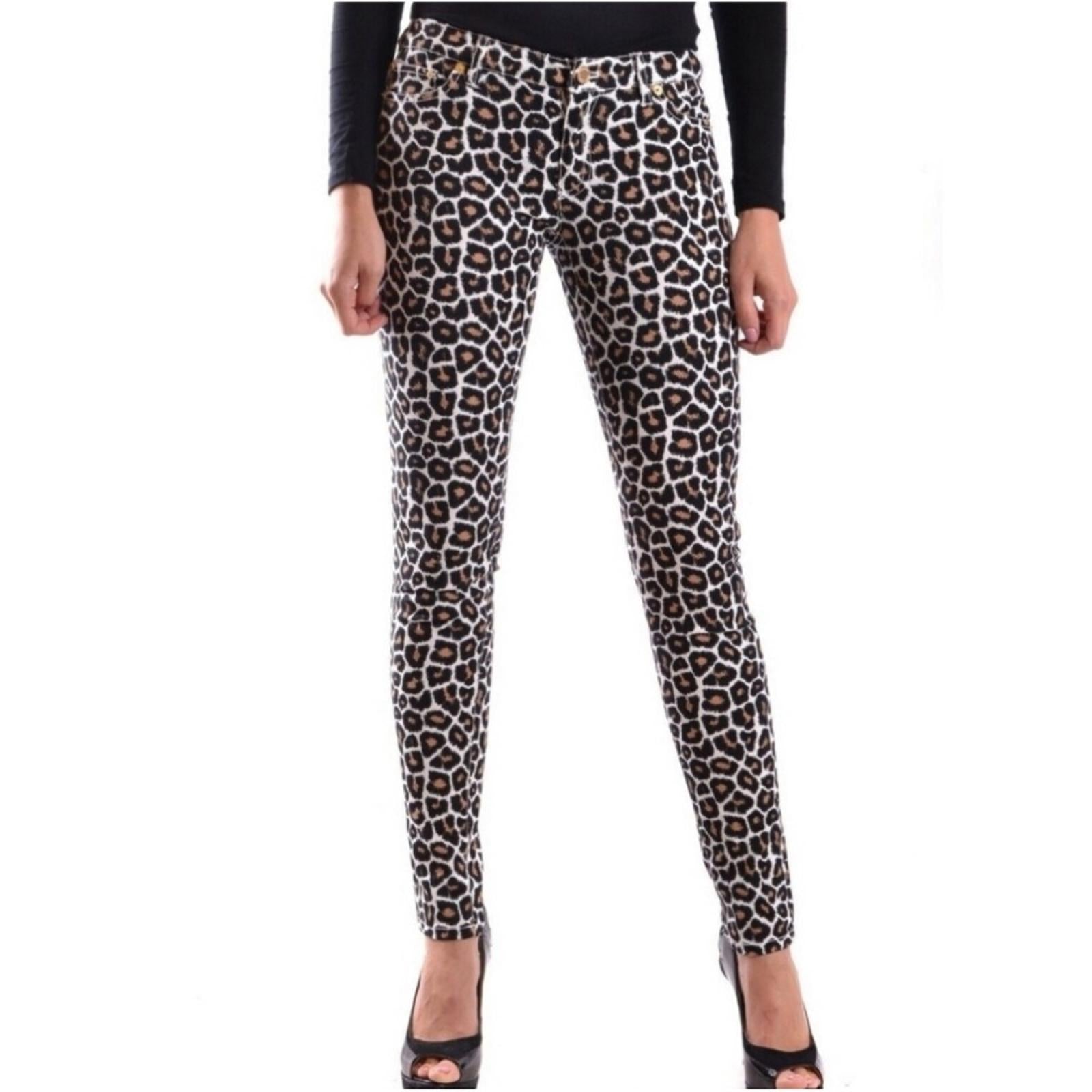 Michael Kors Animal Print Skinny Jeans, Black/ Purple/ White Size 2