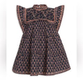Sea New York Jasper Border Short Sleeve Smocked Dress in Marine, Size 8Y NWT