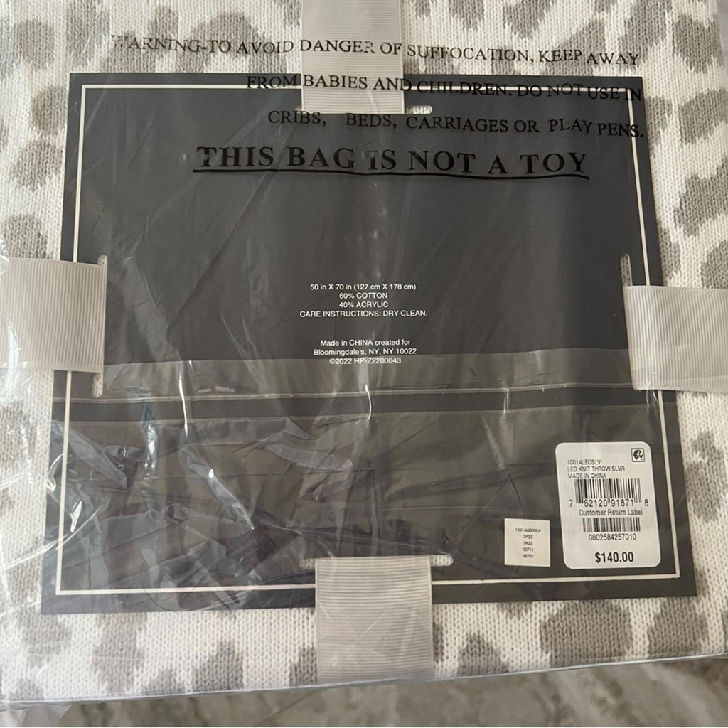 Hudson Park Leo Print Knit Throw, Size 50”x70” New w/Tag Retail $140