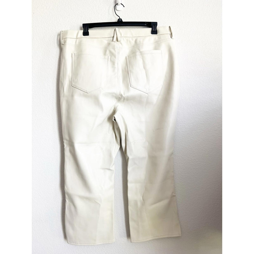 Good American Better Than Leather Mid Rise Cropped Mini Bootcut Jeans, Size 22