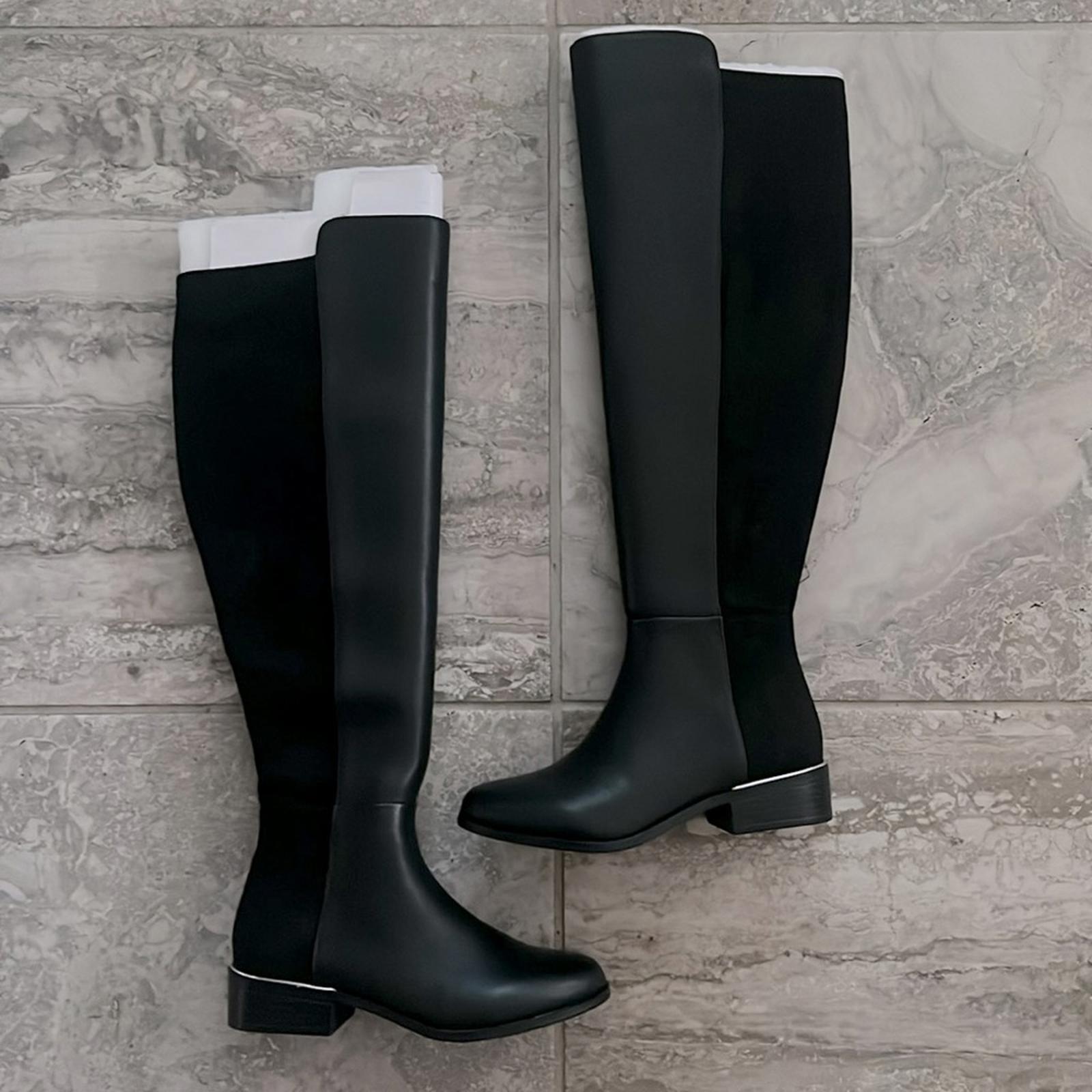 Alfani Ludlowe Black Leather Over-The-Knee Boots, Size 5.5 New in Box $169.50