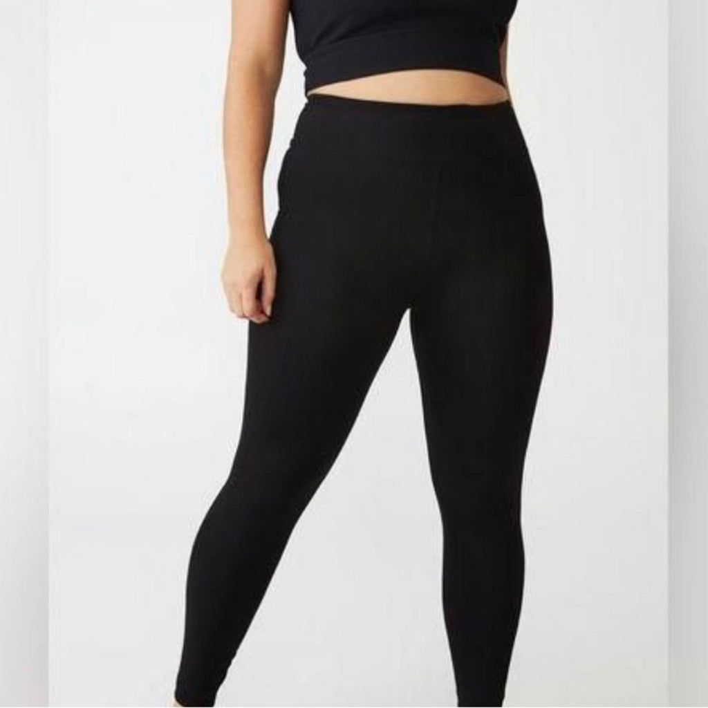 Cotton:On Curve Ultra Soft Cross Over Full Length Tight in Black US Size 14 NWT