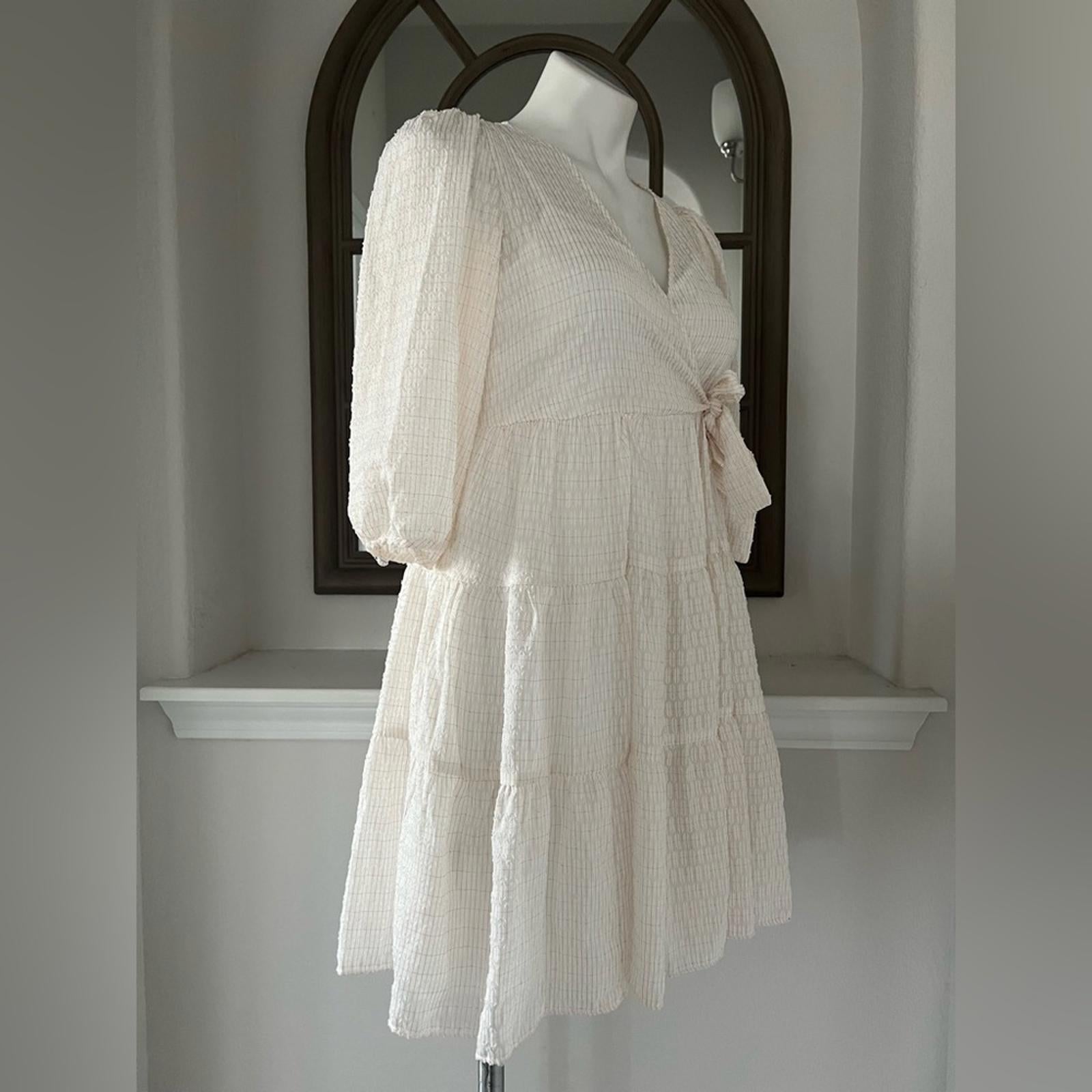 Calvin Klein Side-Tie Belt Pinstripe Tiered Dress, Petite Size 6 New w/Tag