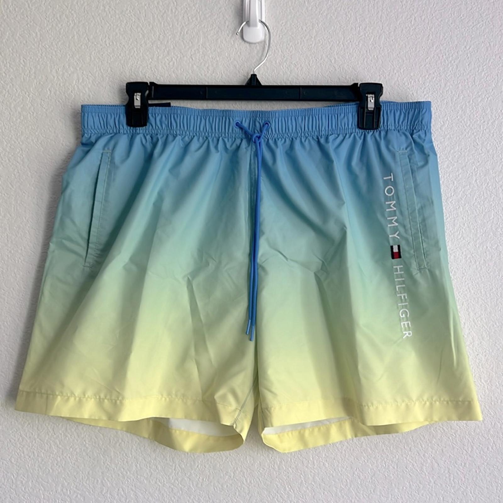Tommy Hilfiger Ombre Classic Swim Shorts in Blue/Green/Yellow, Quick-Dry NWT XXL