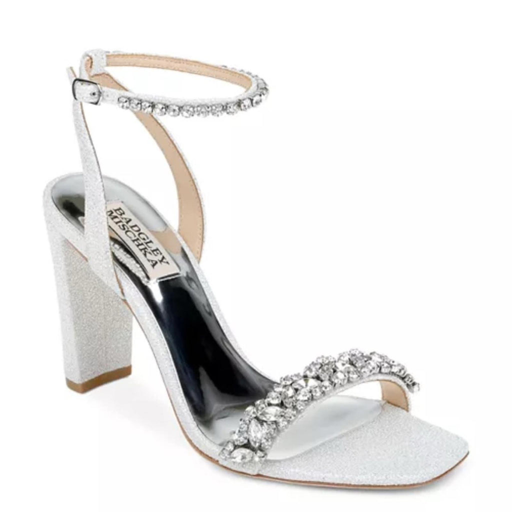 Badgley Mischka Tasmine Embellished Block Heel Sandals, Size 5.5 New in Box $245