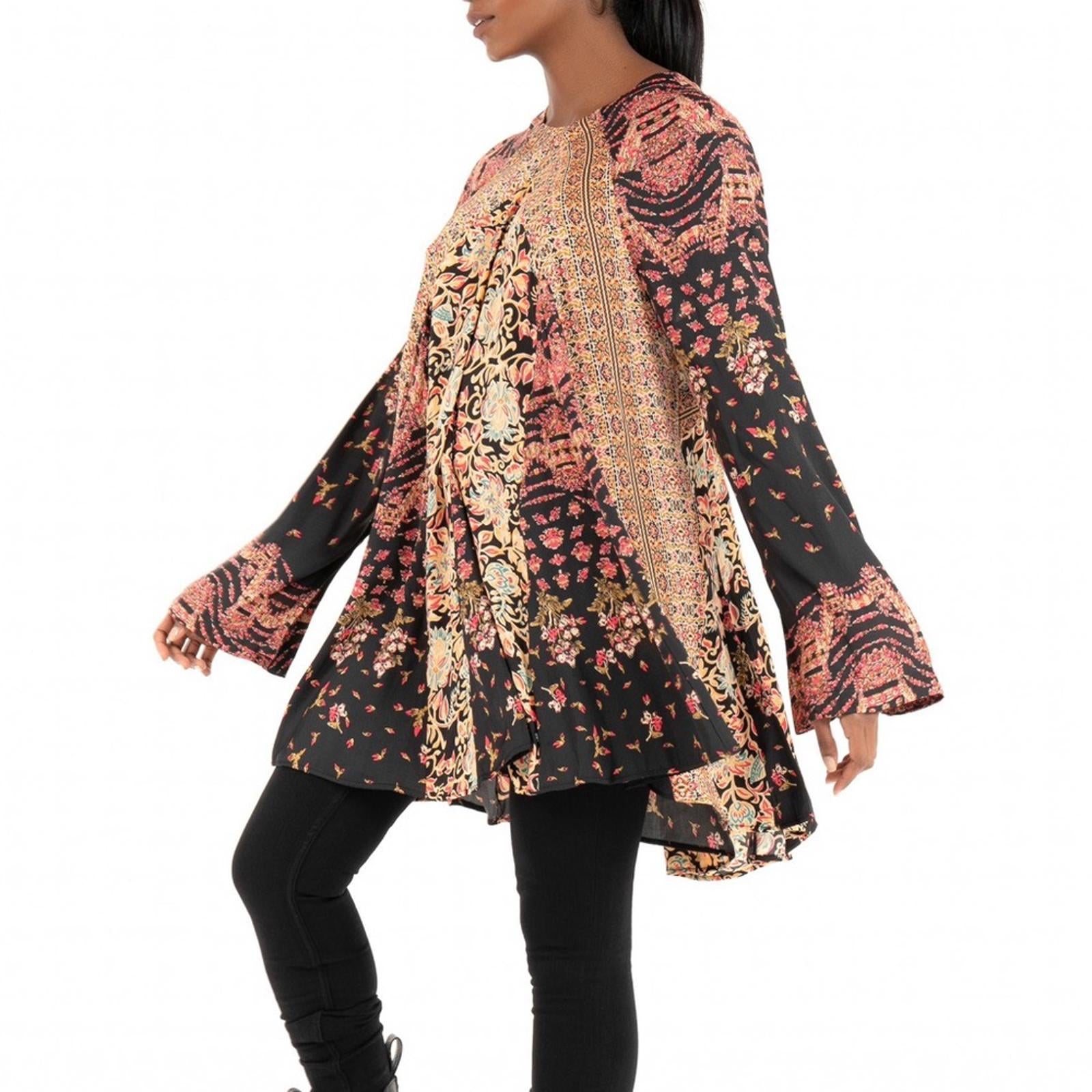 NEW Free People Stevie Printed Tunic-Black, Size XS New w/Tag Retail $128