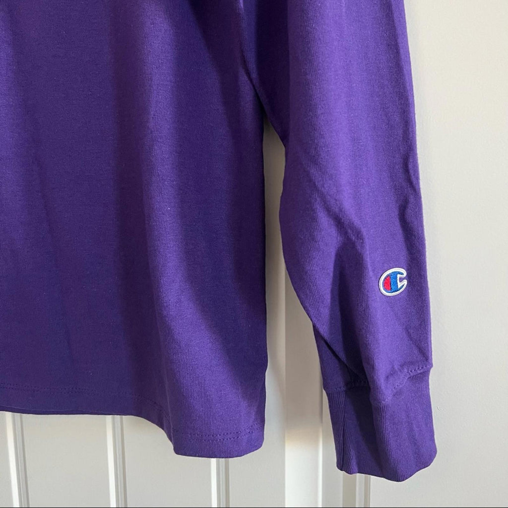 Champion Cotton Long Sleeve Crewneck Tee, Purple Size S New w/o Tag