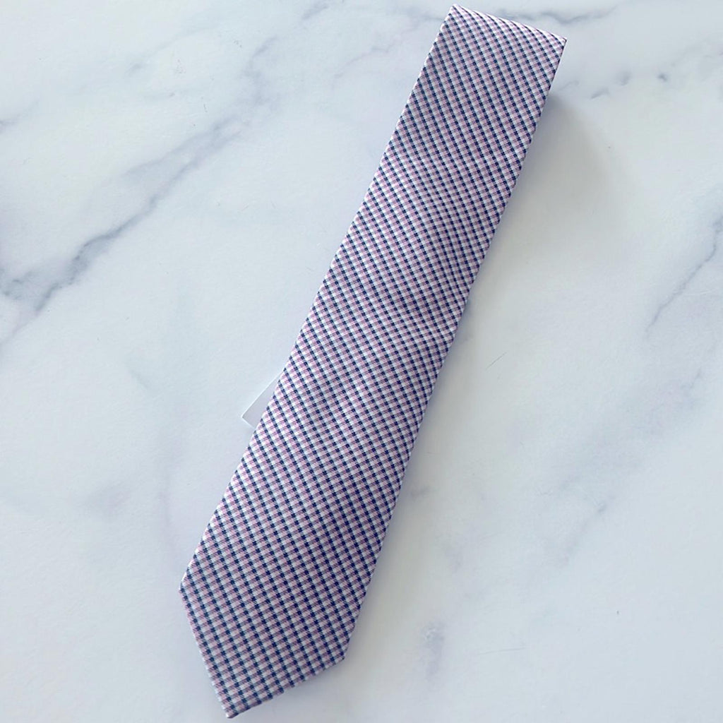 Tommy Hilfiger Men’s Gingham Tie in Pink/Blue, One Size, NWT