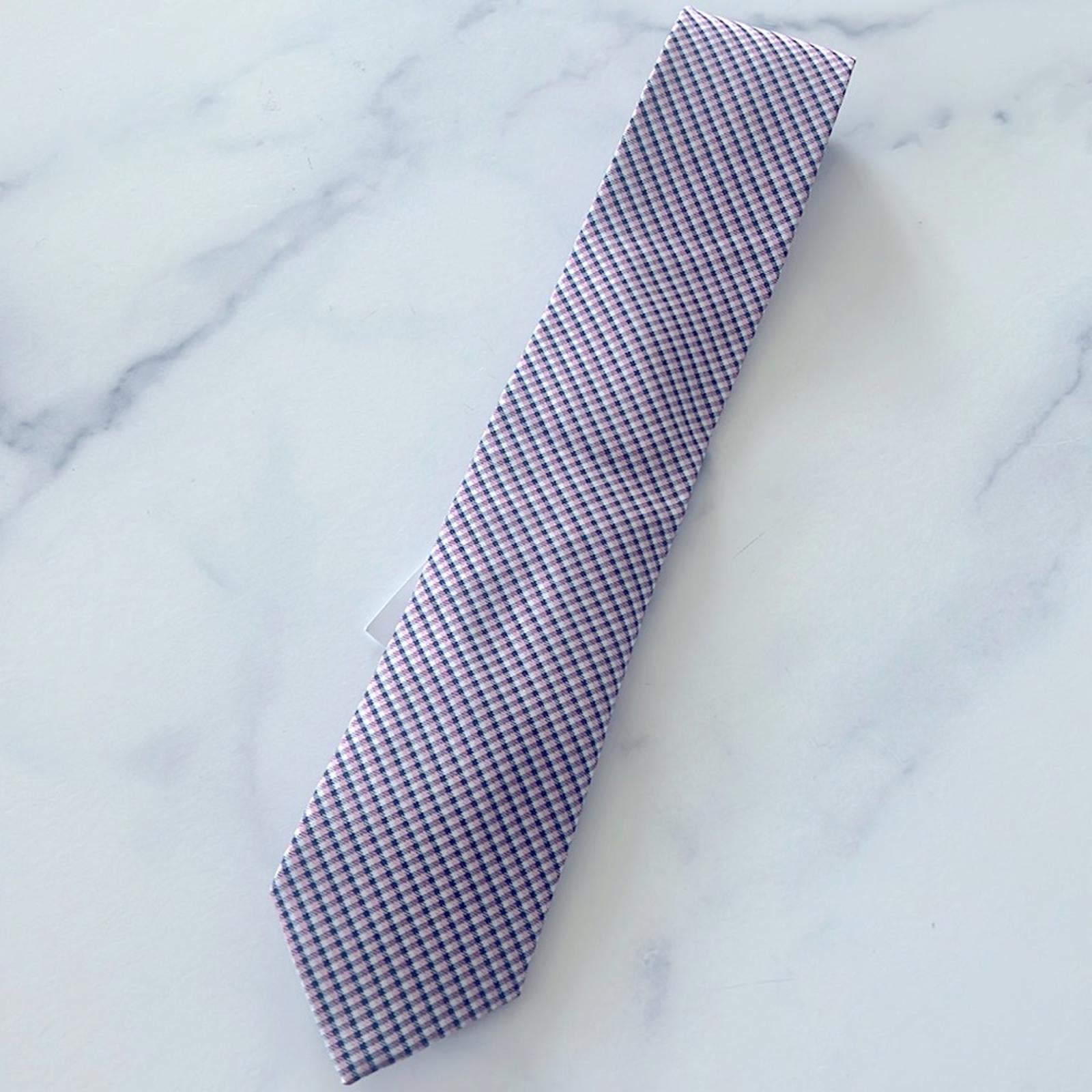 Tommy Hilfiger Men’s Gingham Tie in Pink/Blue, One Size, NWT