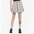 New Hot Topic Pink & White Plaid Grommet Belt Skirt, Size XL New w/Tag