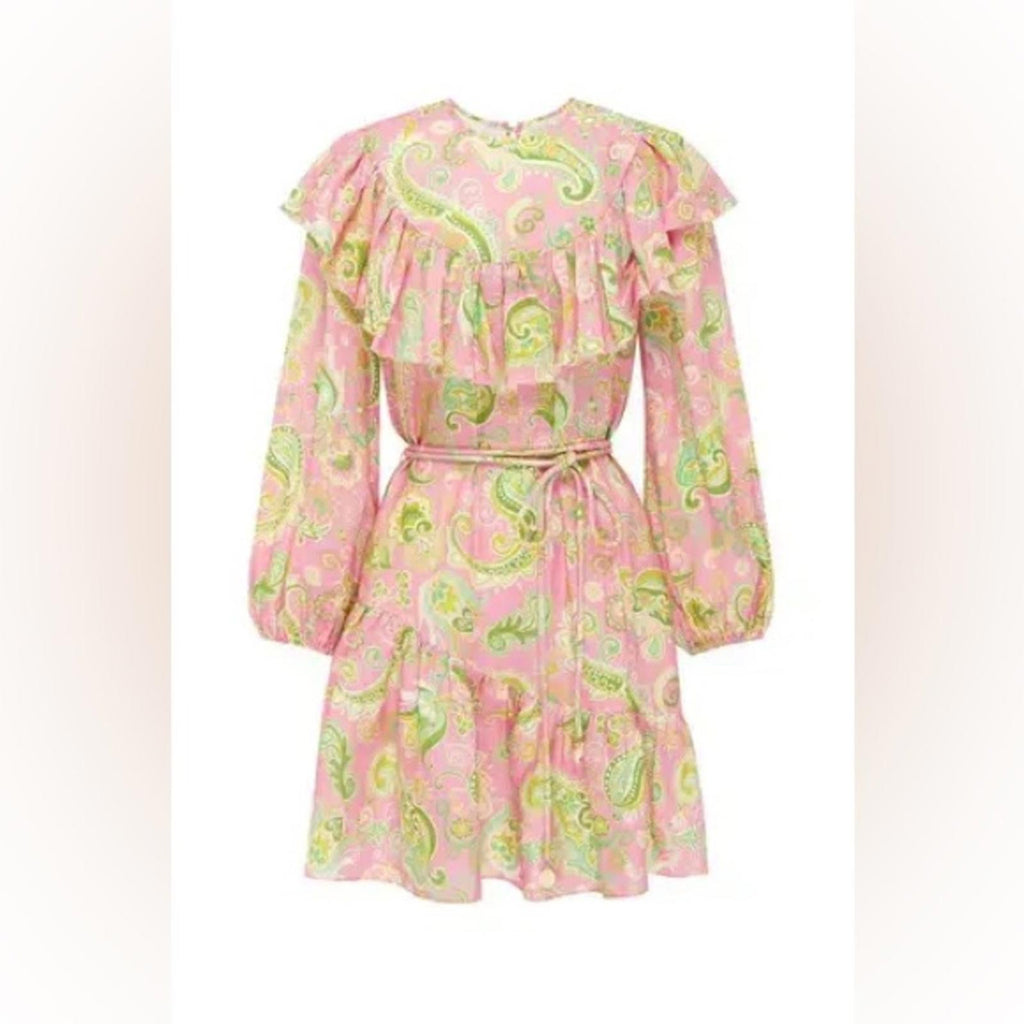 ALÉMAIS Marta Linen Ruffle Mini Dress, Size AUS 4 New w/Tag