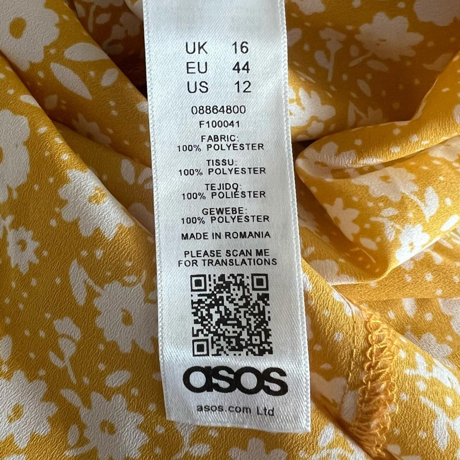 New ASOS Midi Tea Dress with Buttons, Mustard based Floral, Size US12, EU44