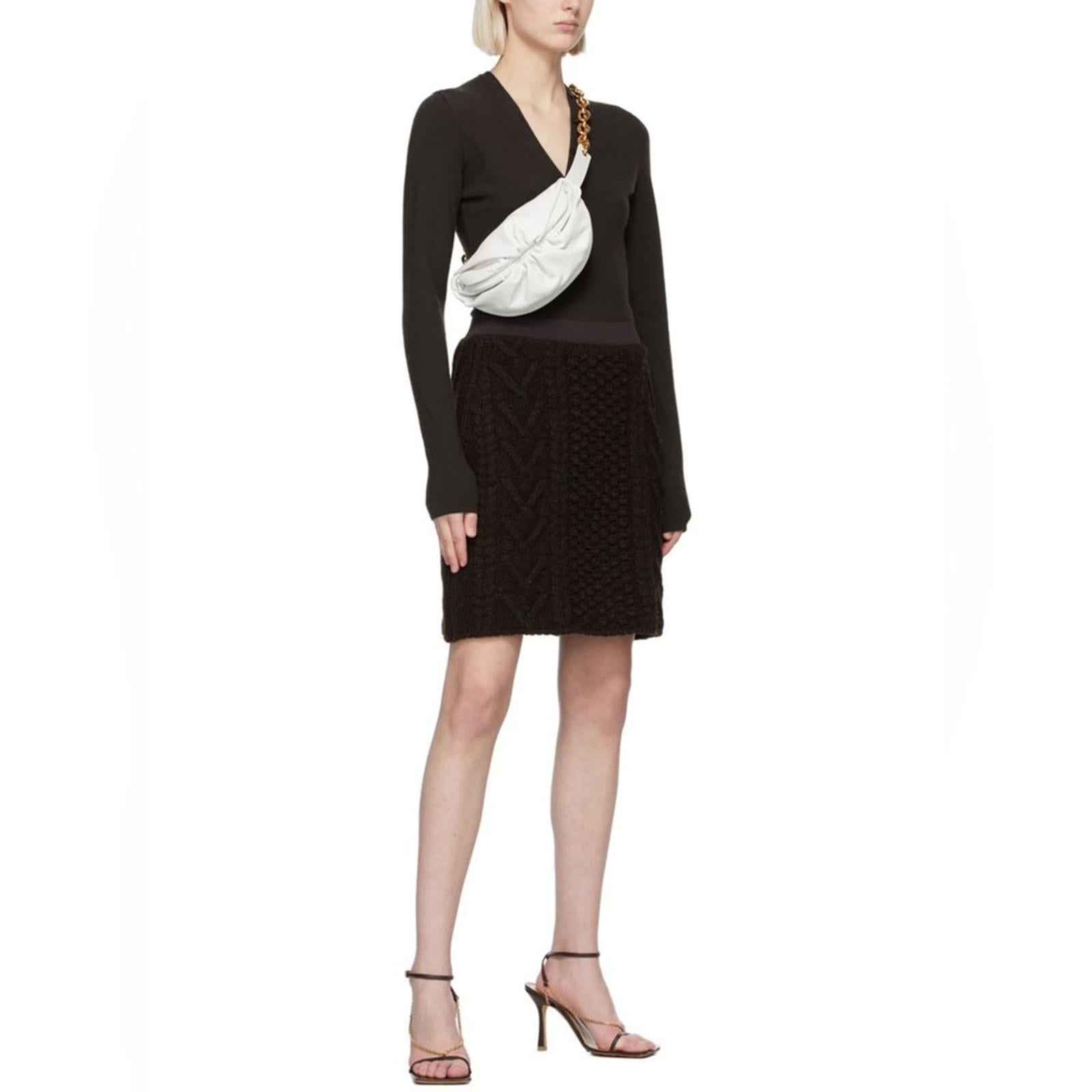 NEW Bottega Veneta Brown Wool Mini Skirt, Size Small New w/o Tag, Retail $990