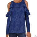 Michael Kors Cold Shoulder Ruffle Long Sleeve Blouse, Size XL $110 EXCELLENT