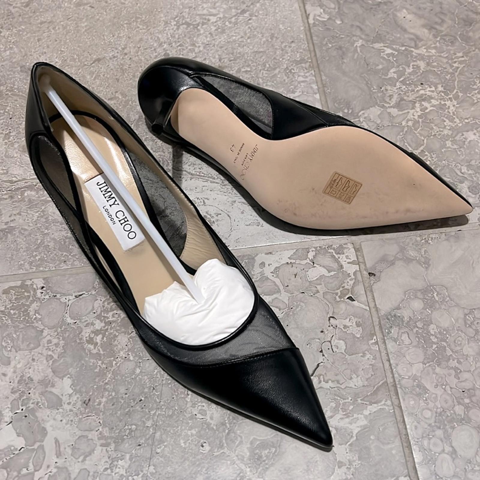 Jimmy Choo Love 85 Leather Mesh Pointed-Toe Pumps Size 43 NEW in Box +2Dust Bags