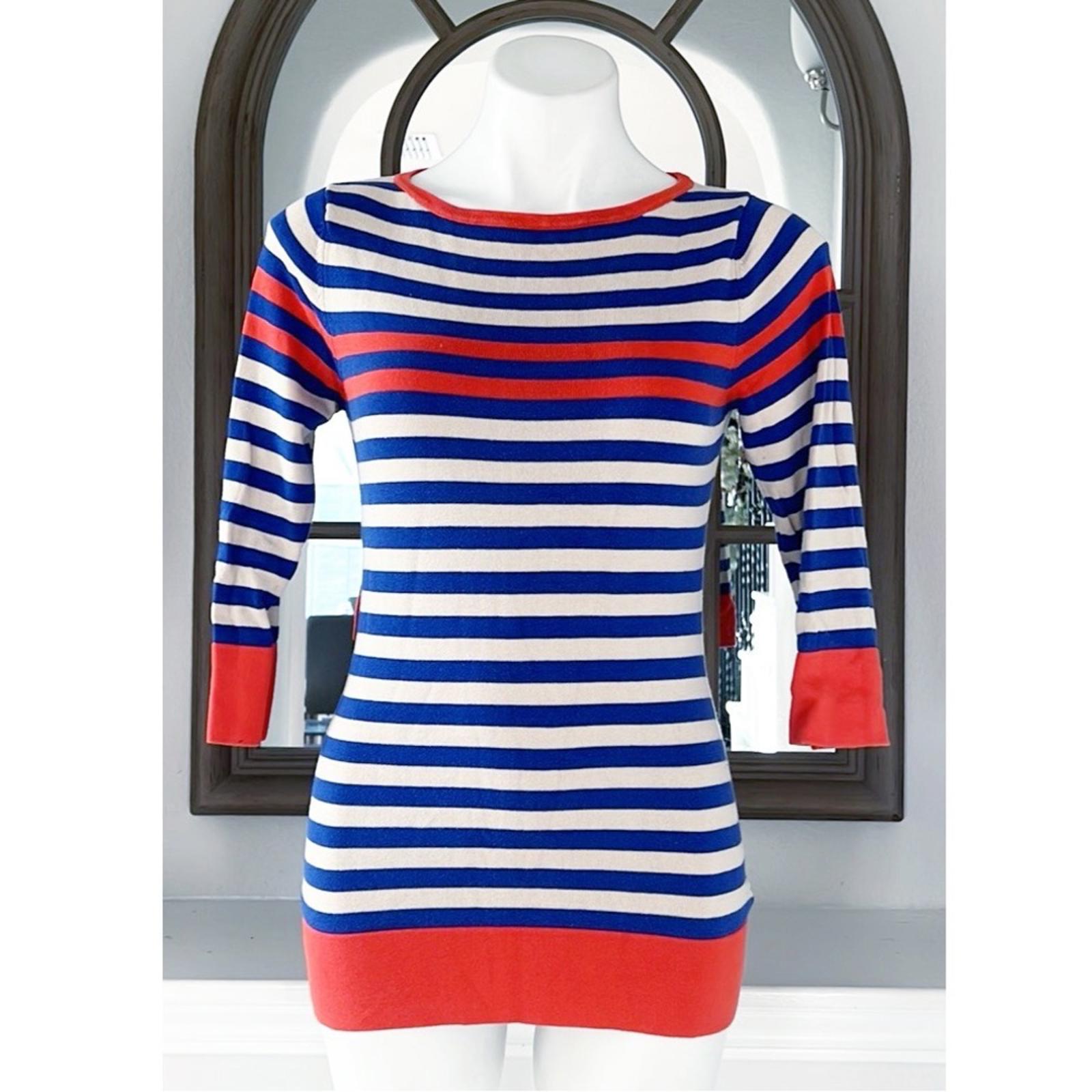 Trina Turk Striped Short Sleeve Knit Top Sweater, Size S EXCELLENT!