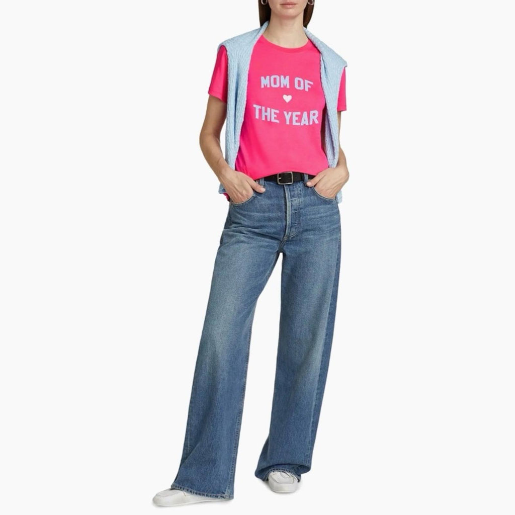 Favorite Daughter “Mom Of The Year” Crewneck T-Shirt in Pink, Size XS, NEW