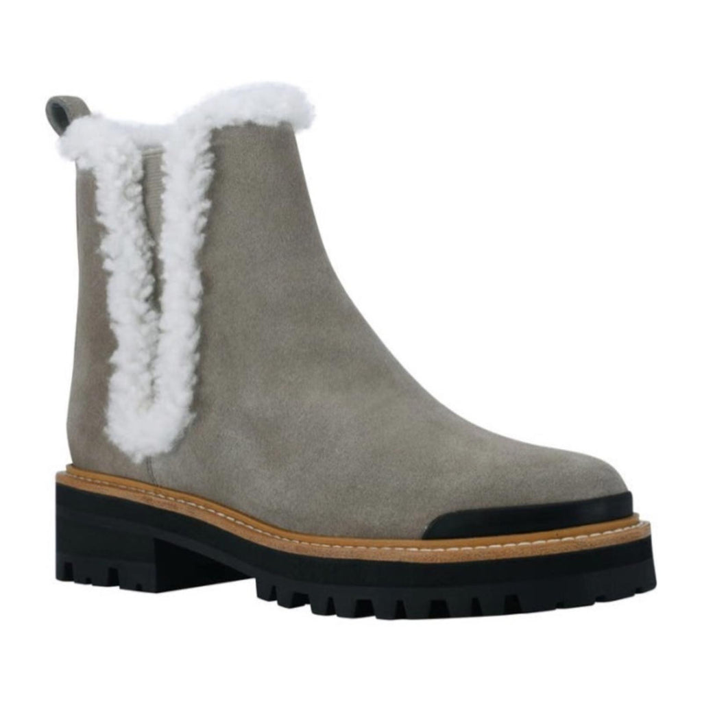Marc Fisher Real Fur Chelsea Boots in Cloud Suede, Size 11 M, New in Box $259