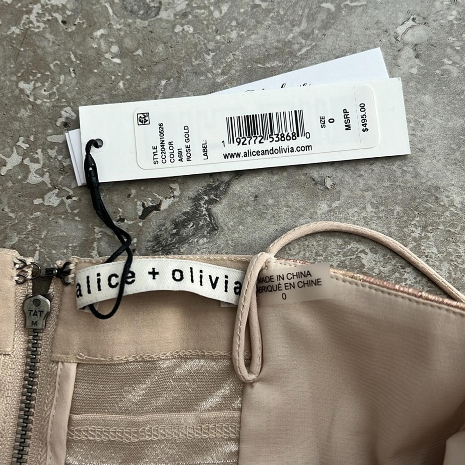 Alice+Olivia Foley Brocade Party Dress, Rose Gold, Revolve Size 0 New w/Tag $495
