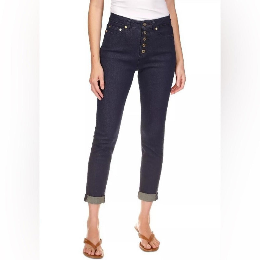 Michael Kors Selma High-Rise Cropped Skinny Jeans Dark Rinse Wash, NWT, Size 16