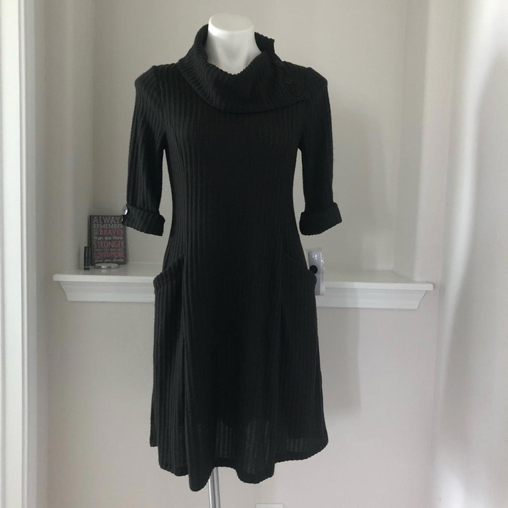 Robbie Bee’s Signature Ribbed Sweater Dress in Black, Size M New w/Tag