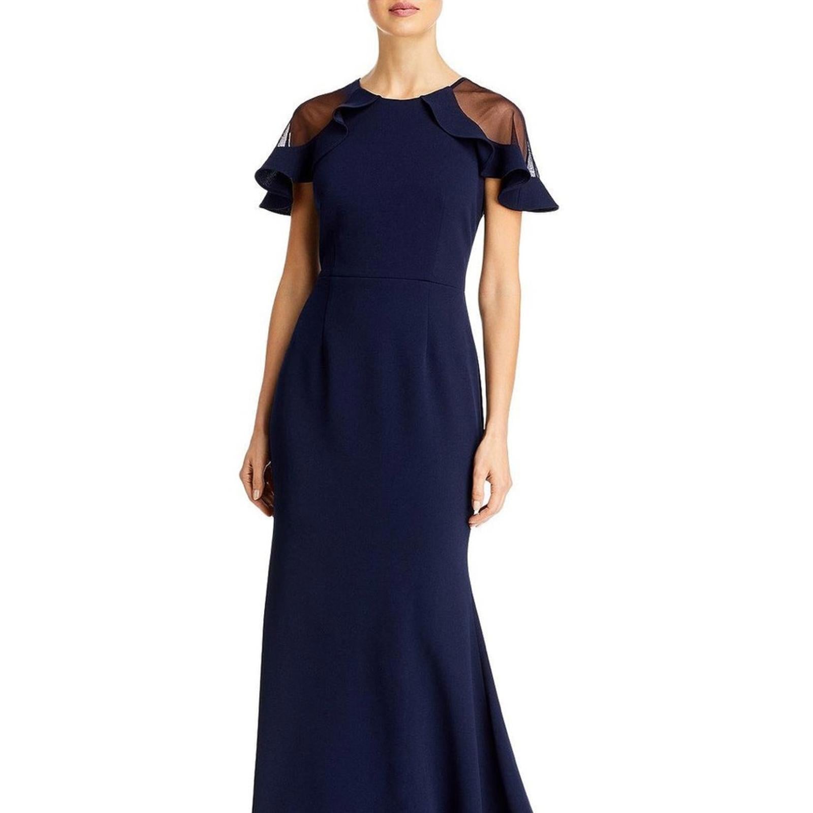 Eliza J. Mush Flutter Sleeve Maxi Dress in Navy, Size 6, NEW