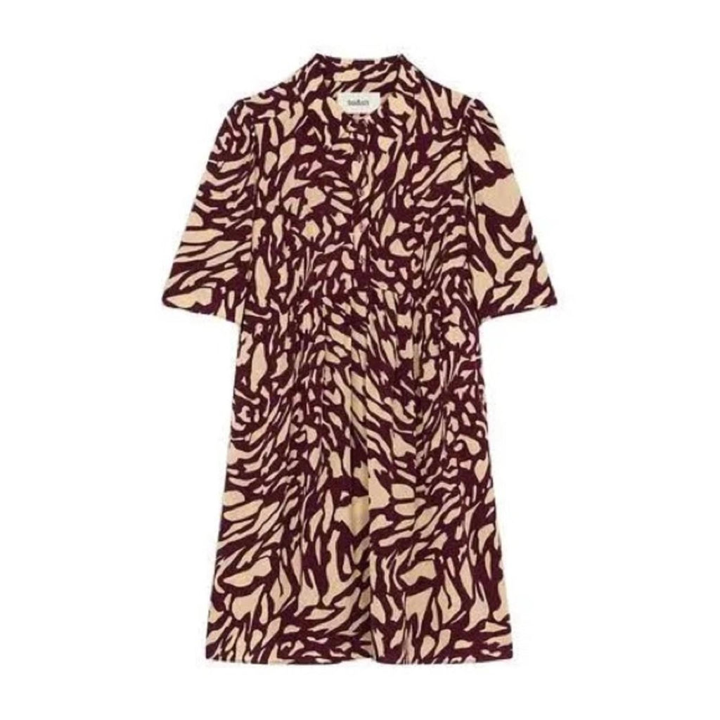 NEW ba&sh Groove Graphic Print Shirt Dress, Bordeaux Size 3/L Retail $295