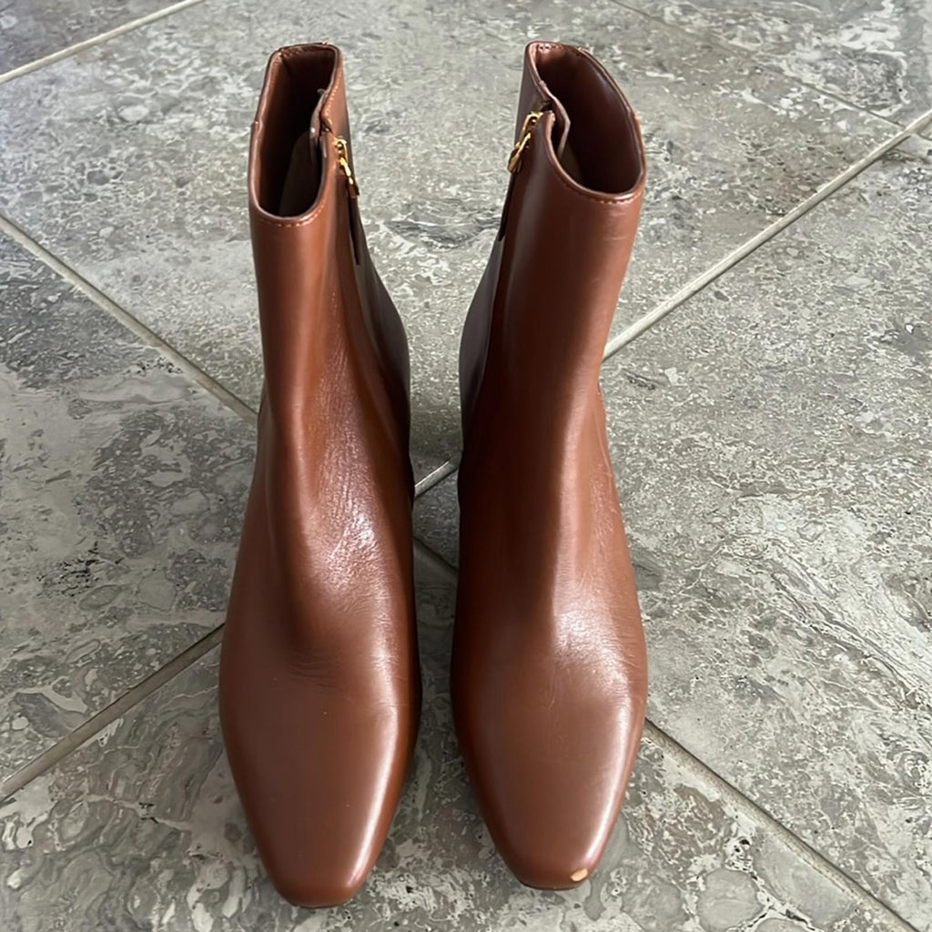 Lauren Ralph Lauren Willa Elegant Tan Leather Ankle Boots, Size 6/36.5 NEW $175