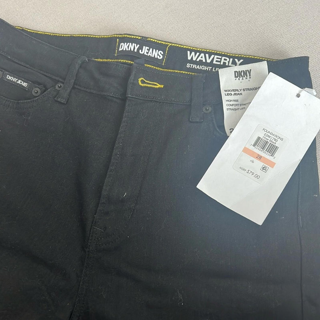 DKNY JEANS Waverly Straight-Leg Jeans, Rinse Black Size 28/6 New w/Tag