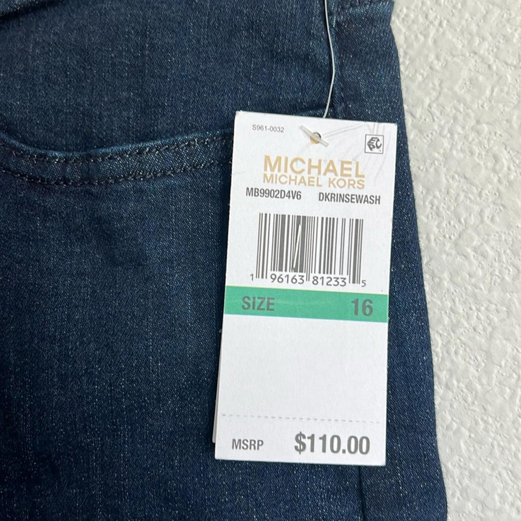 Michael Kors Selma High-Rise Cropped Skinny Jeans Dark Rinse Wash, NWT, Size 16