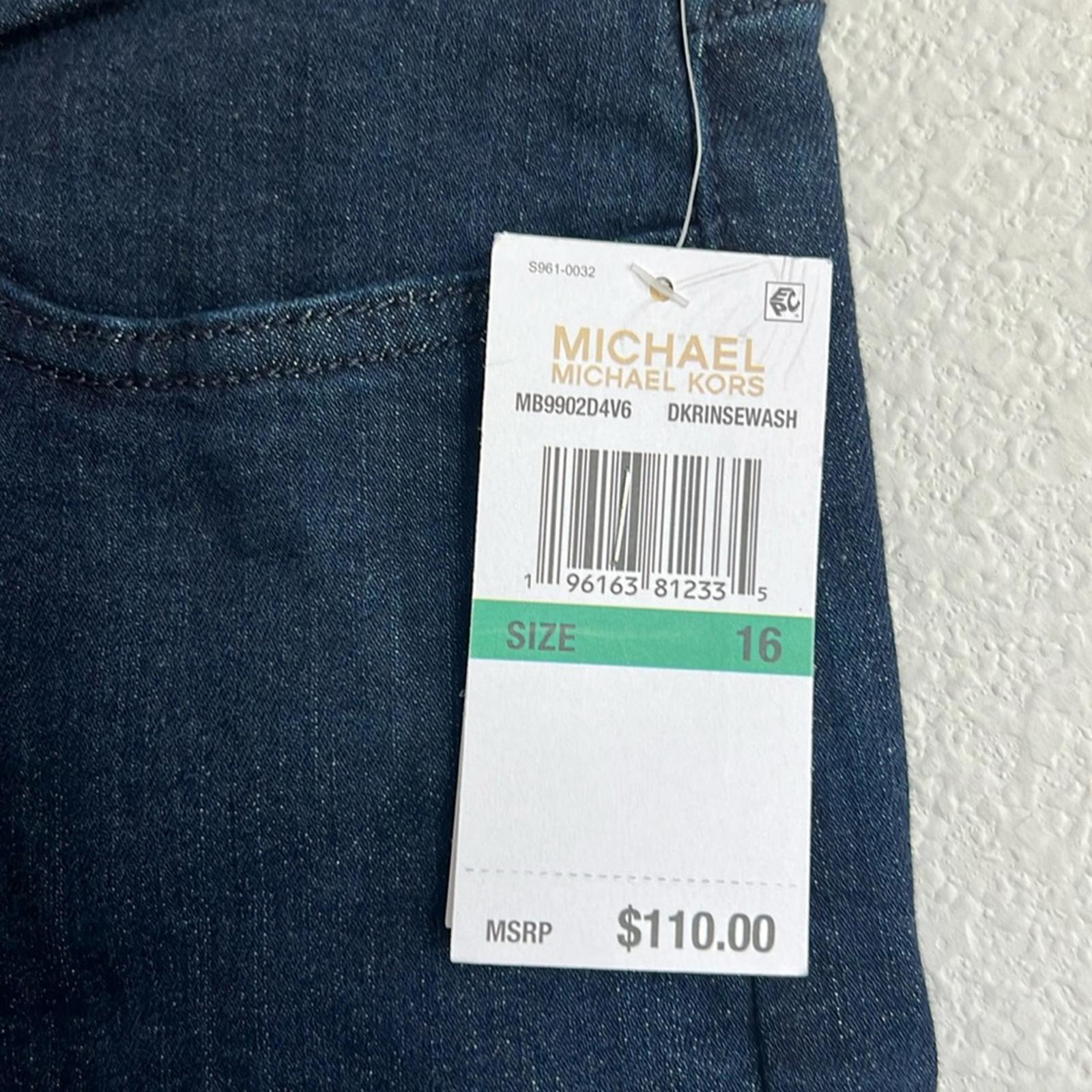 Michael Kors Selma High-Rise Cropped Skinny Jeans Dark Rinse Wash, NWT, Size 16