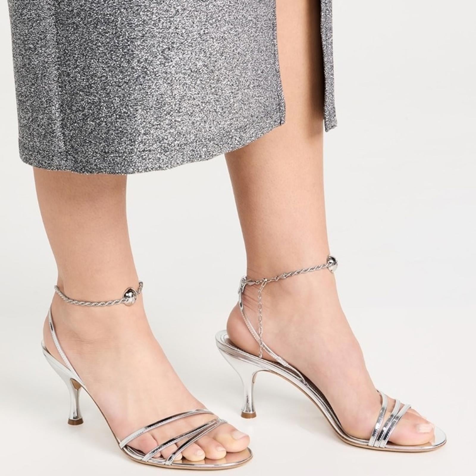 Ferragamo Denise Sandals 70mm in Silver, Size 7 NEW in Box