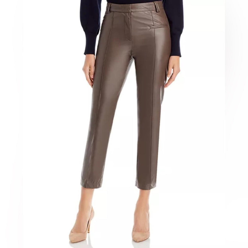 Fabiana Filippi Faux Leather Ankle Pants in Brown, Size IT38 UK6 US2 NWT $735