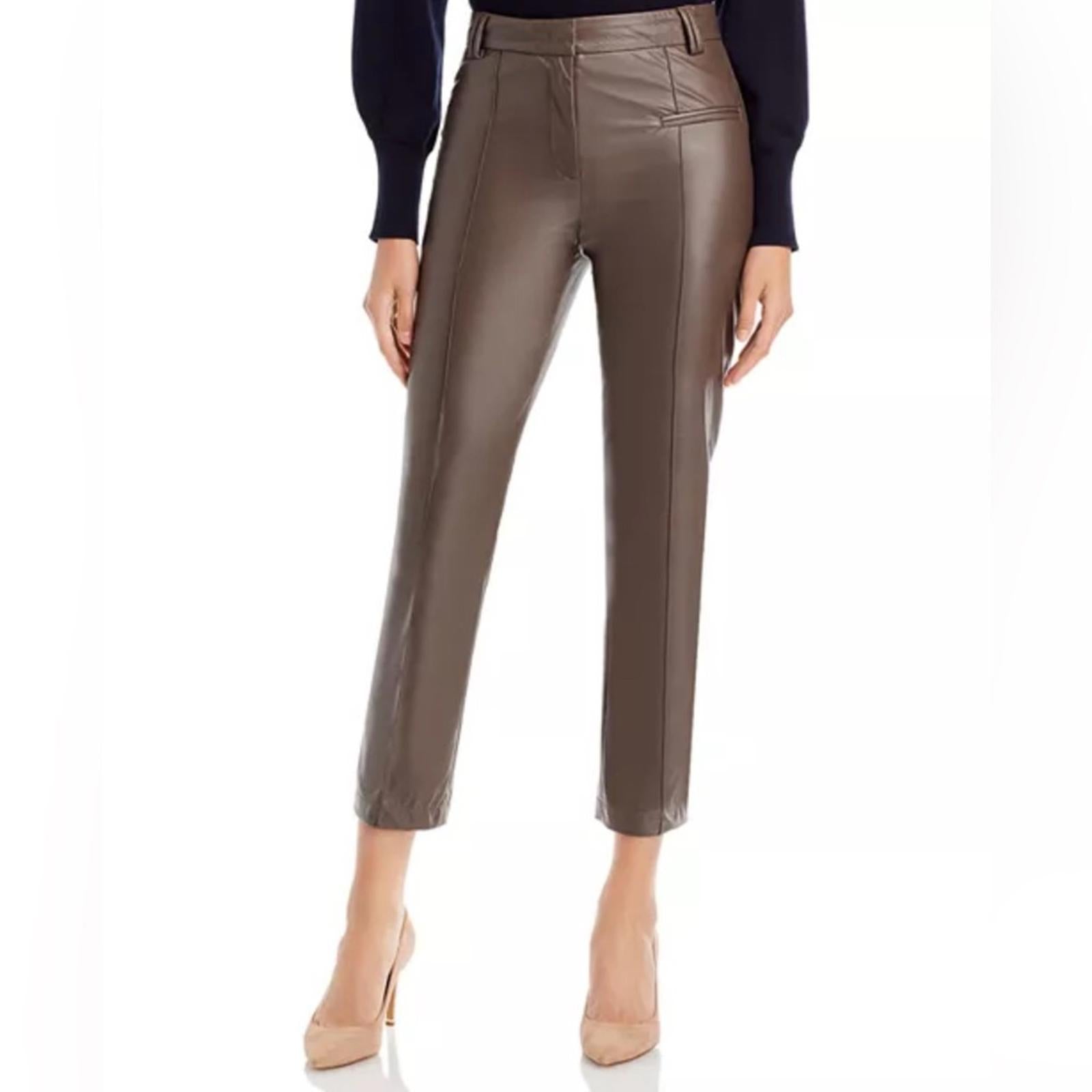 Fabiana Filippi Faux Leather Ankle Pants in Brown, Size IT38 UK6 US2 NWT $735