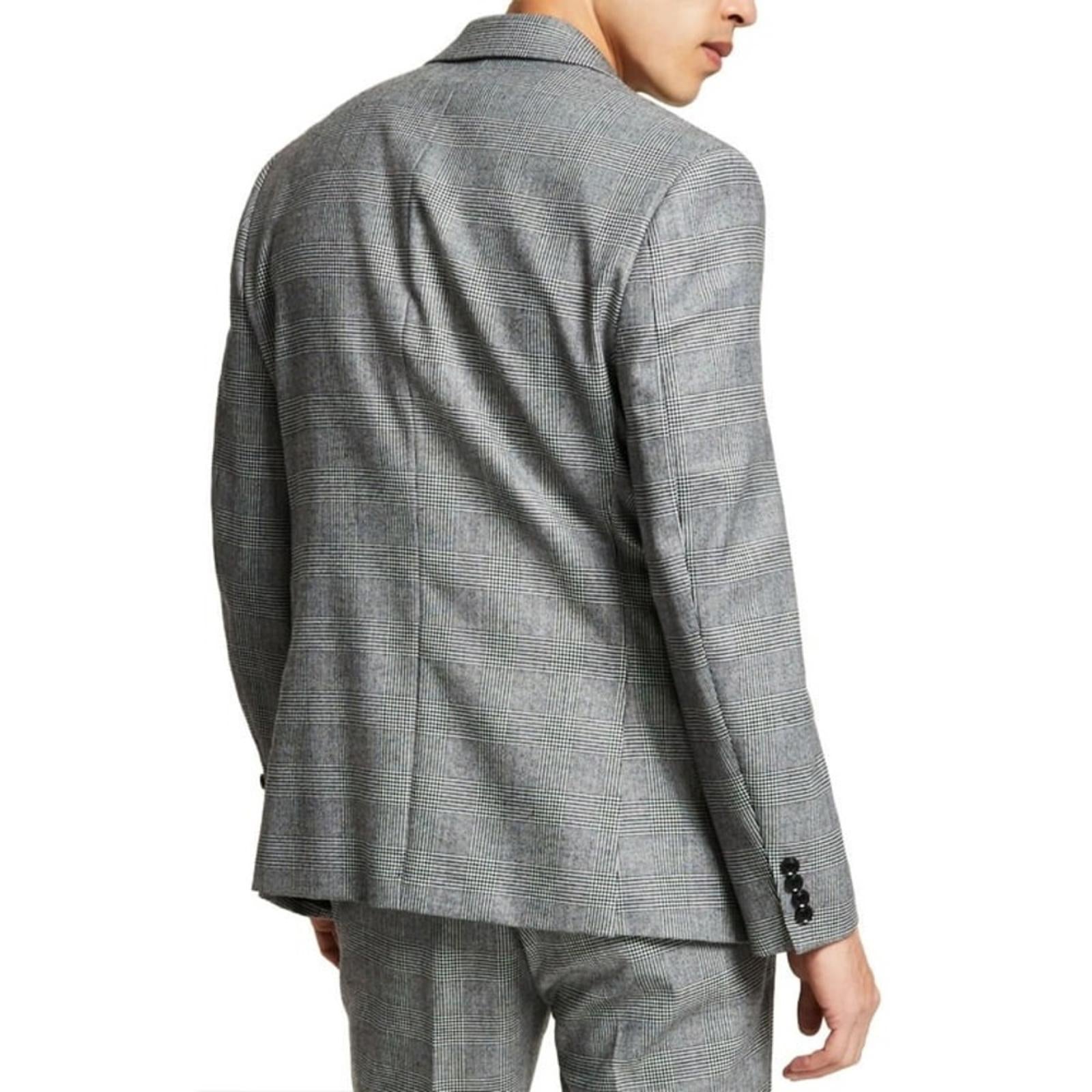 Bar III Glen Plaid Skinny-Fit Suit Jacket in Black/White Size 44L New w/Tag $425