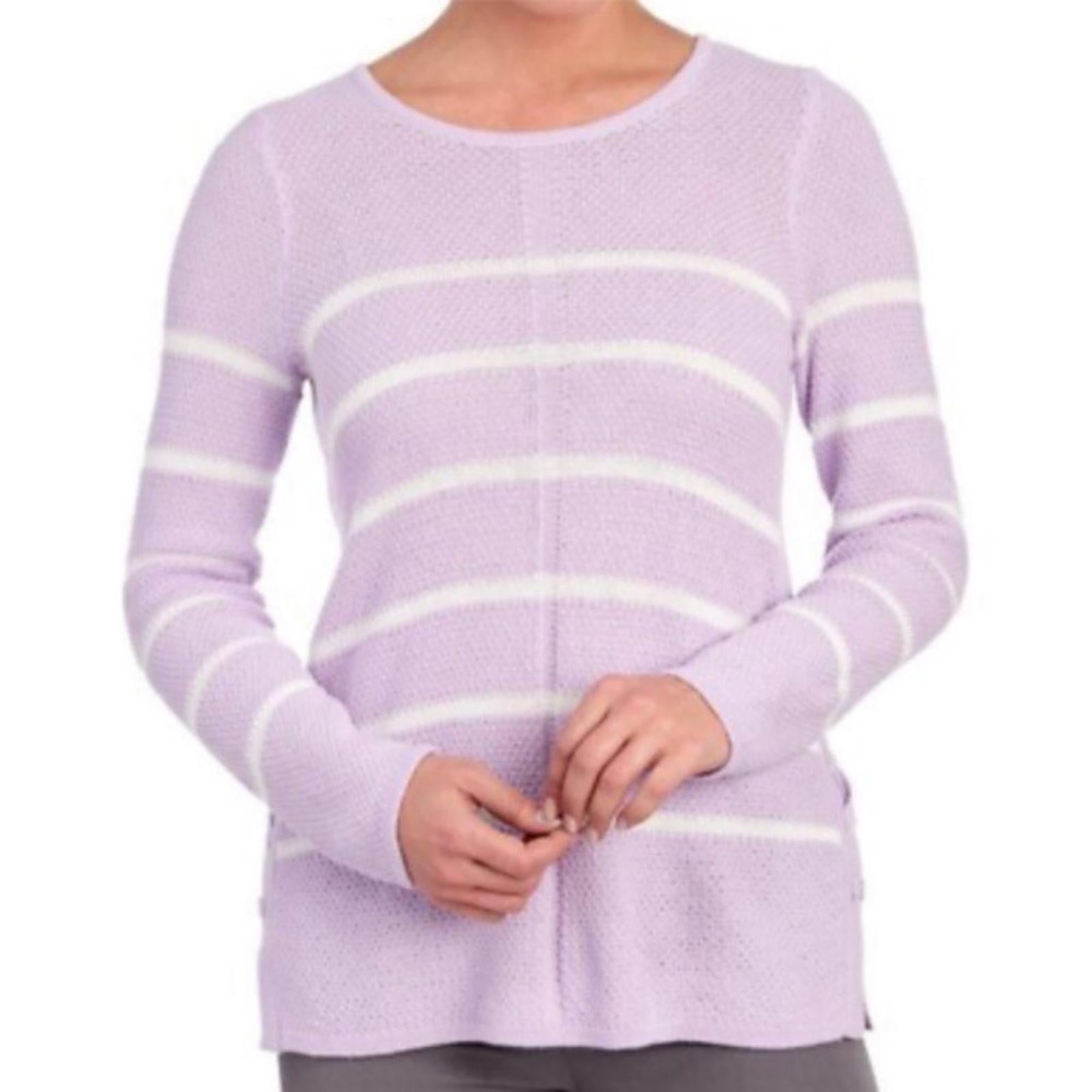 Design365 Striped Crew Neck Sweater in Violet Moon, Size L EXCELLENT!