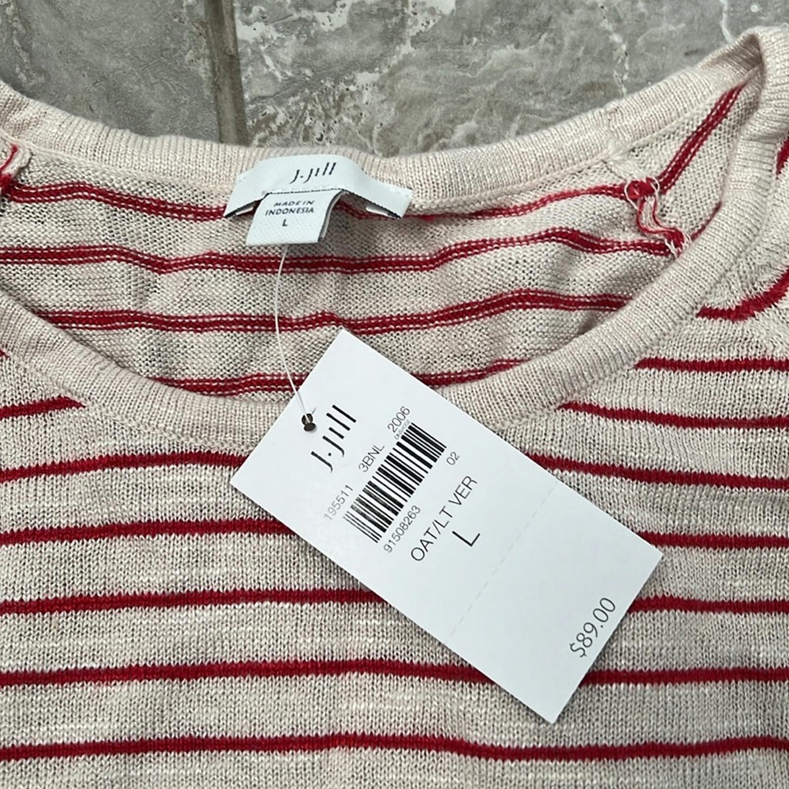 NEW J.Jill Linen Blend Sweater with Flounce Sleeves, Size L New w/Tag