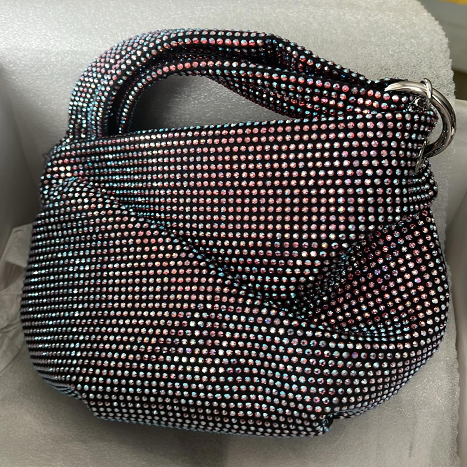 NEW Jimmy Choo Bonny All-Over Crystal Mini Top Handle Bag, New w/Tag in Box