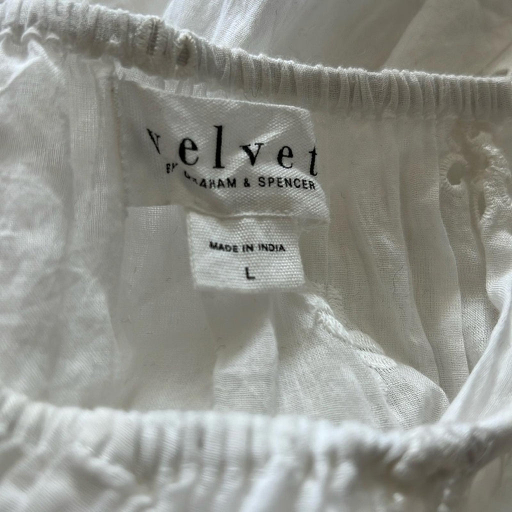 Velvet by Graham & Spencer Gracie Eyelet Dress/Swim in White, Size L NEW $216