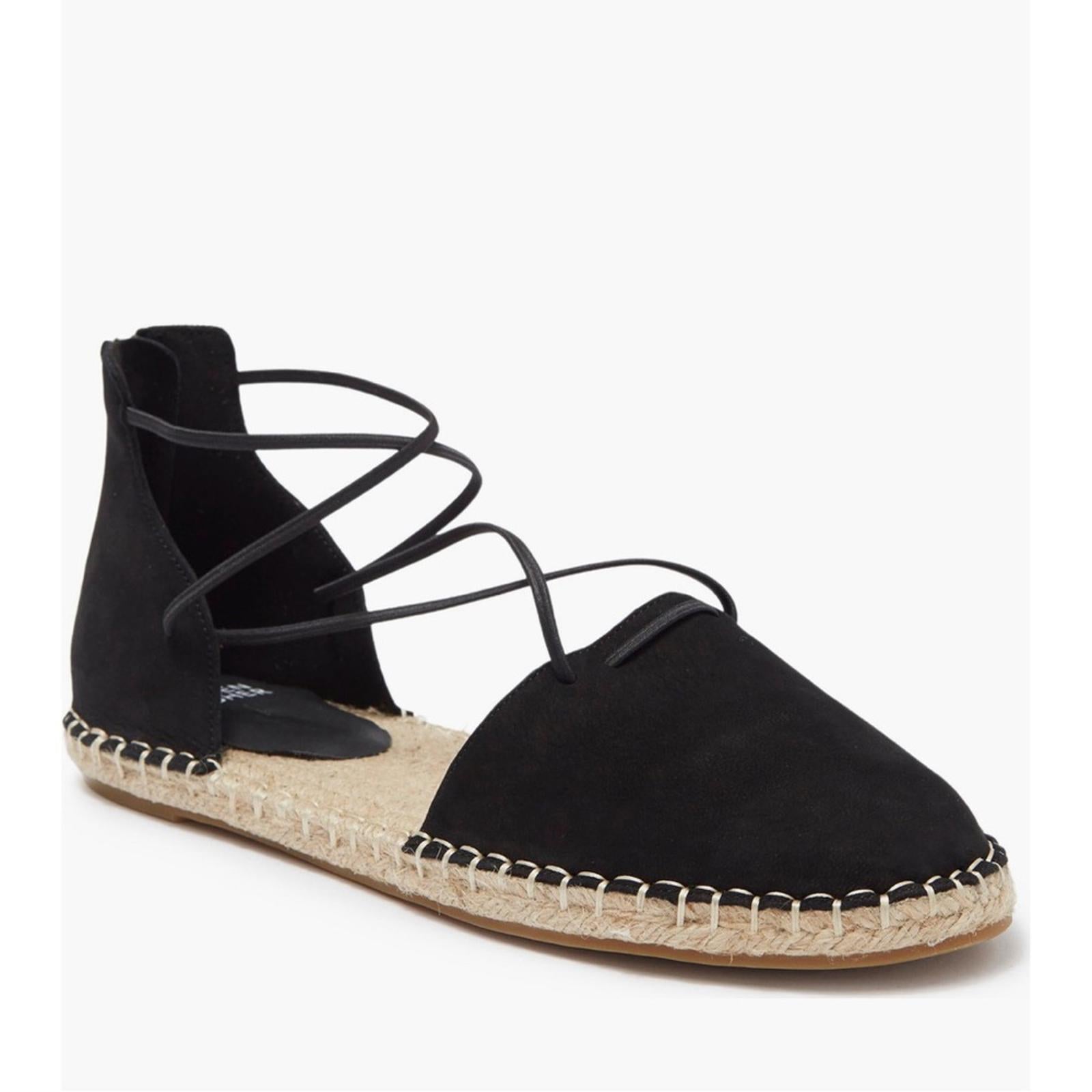 Eileen Fisher Lace-Up Espadrille Black Sandals, Size 11 EXCELLENT! $160