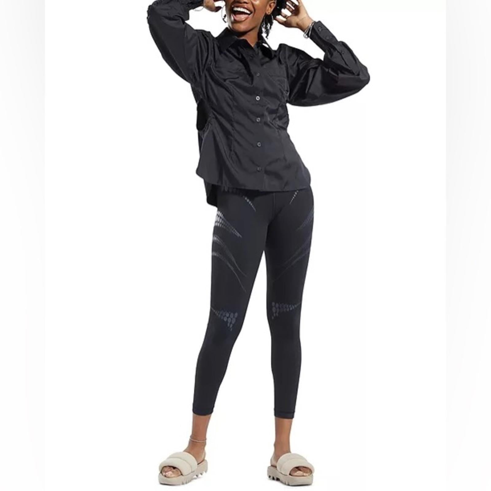 Reebok x Cardi B. Ruched-Sleeve Active Shirt in Black, Plus Size 2X New w/Tag