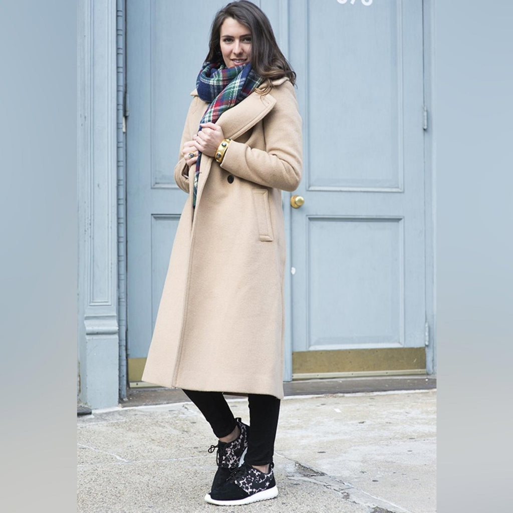 NEW Club Monaco Twill Wool-Blend Trench Coat in Camel Brown, Size M, Dry Cleaned