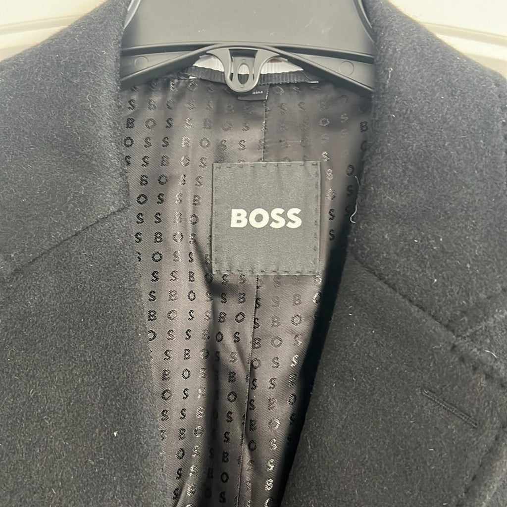 BOSS Cashmere-Wool Trench Coat in Black, Size IT 56, US 46R New w/o Tag