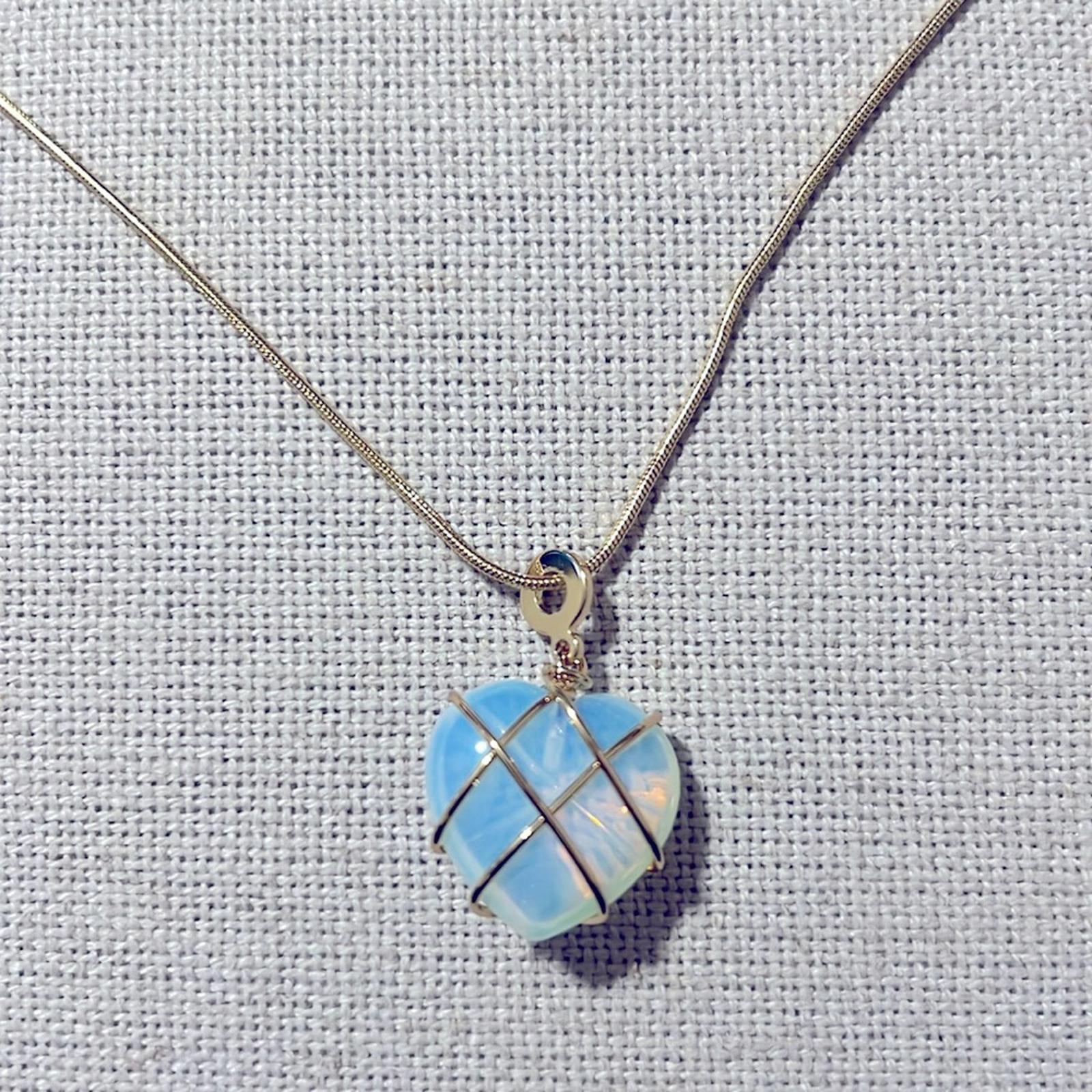 Moonstone Necklace Blue Quartz Heart Necklace, NEW