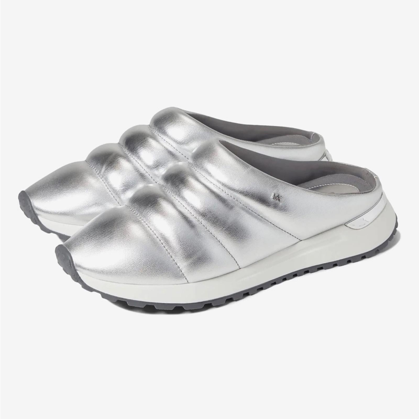 Michael Kors Epic Slip-On Sneakers/ Clogs, Quilted Silver Size 6.5 New in Box