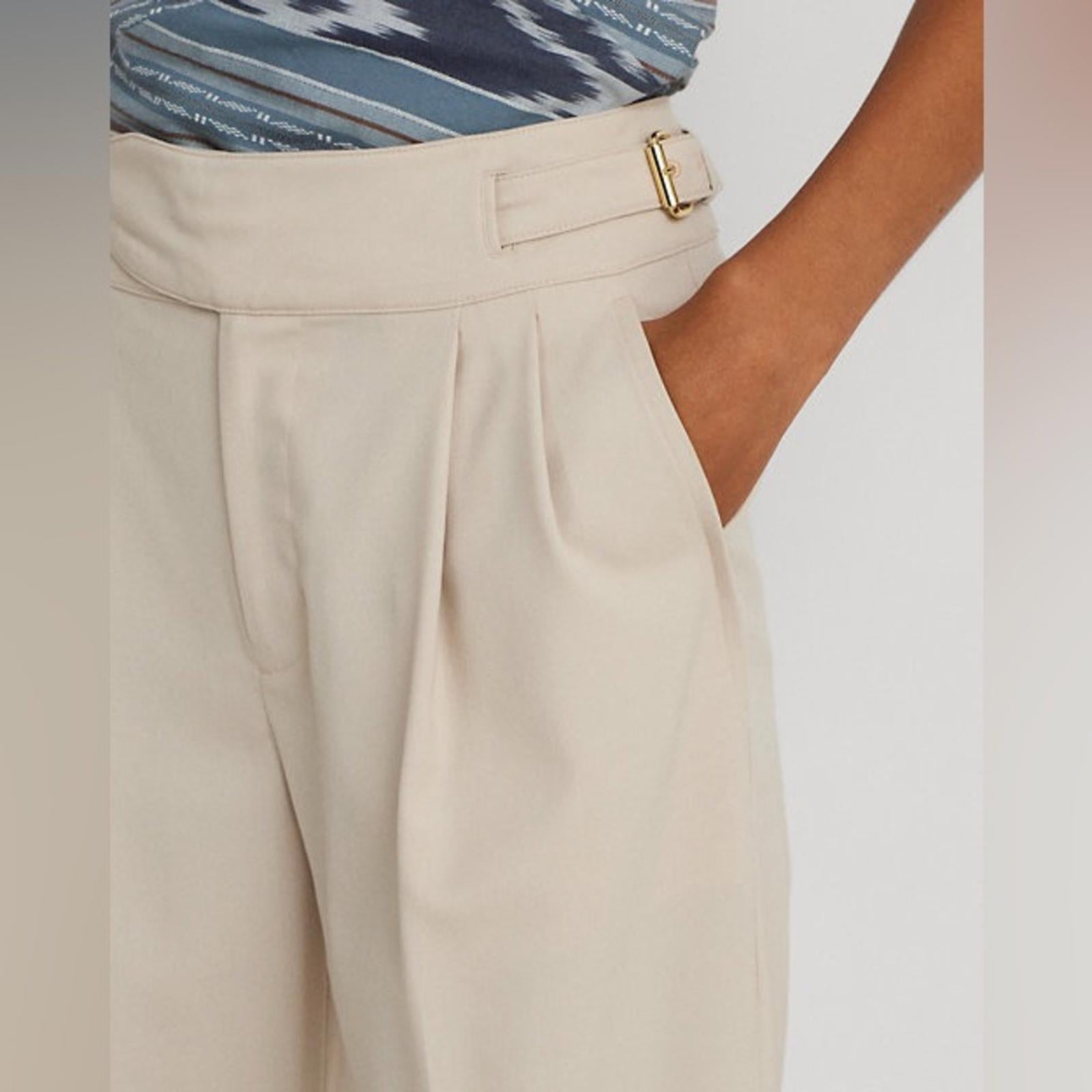 Lauren Ralph Lauren Pleated Wool-Blend Twill Straight Pants, NWT, Size 14